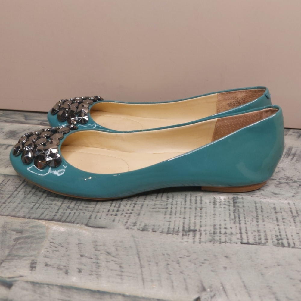 Enzo Angiolini Blue Flats with Jewel Embellishments